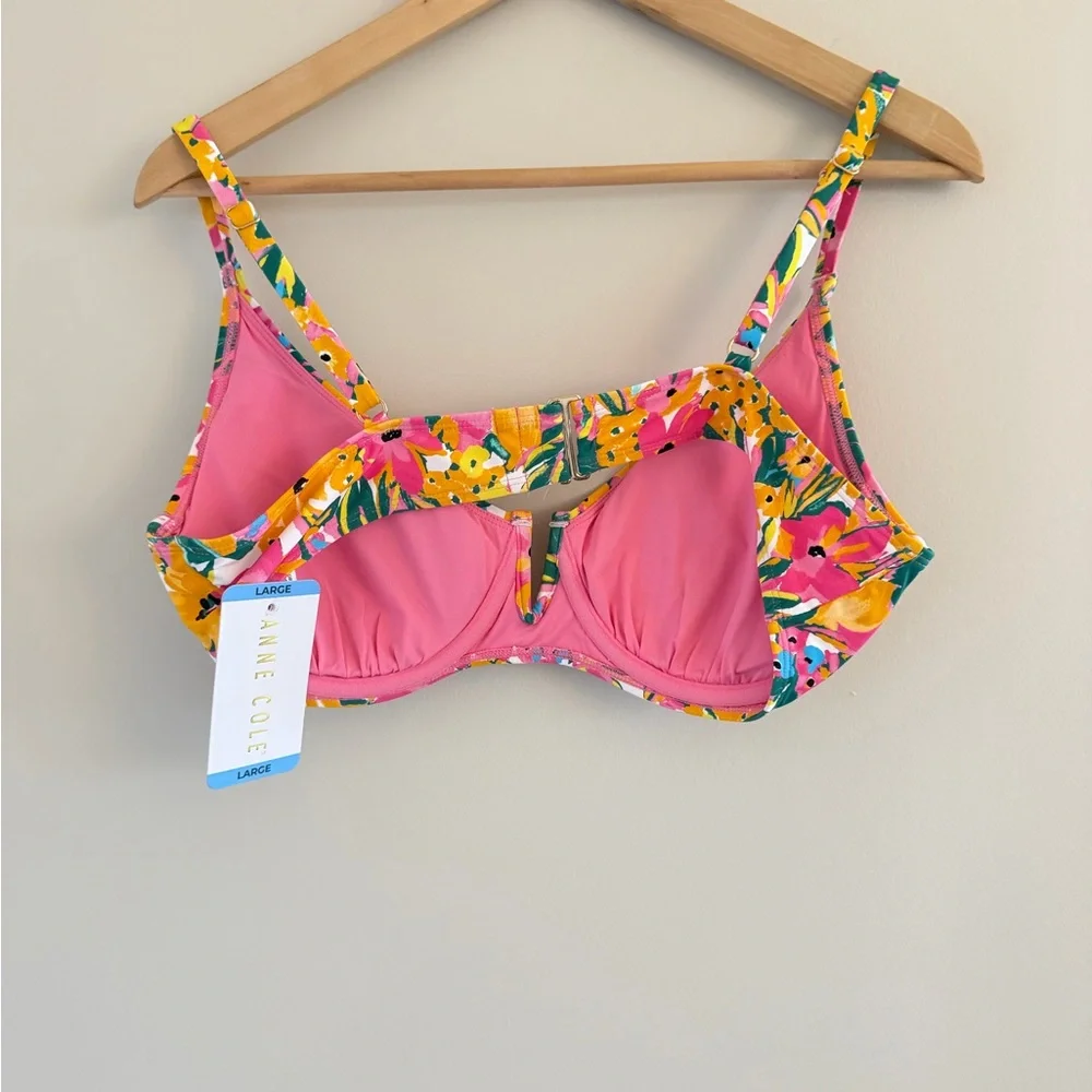 Anne Cole Large Ltd Edition Floral Swimsuit V-Wire Top Convertible Bottom 2PC - Picture 4 of 10